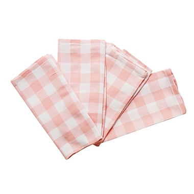 H for Happy&trade; Tonal Gingham Plaid Napkins in Light Pink (Set of 4). View a larger version of this product image.