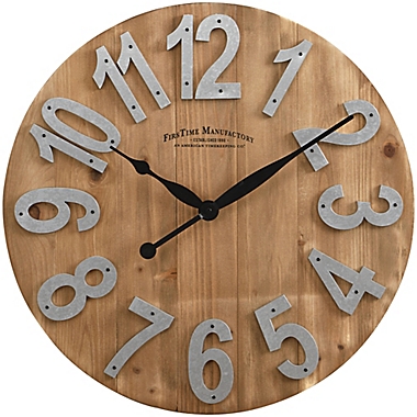FirsTime&reg; 22.5-Inch Slat Wall Clock in Wood. View a larger version of this product image.