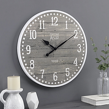 FirsTime&reg; Arlo Farmhouse 20-Inch Wall Clock in Grey. View a larger version of this product image.