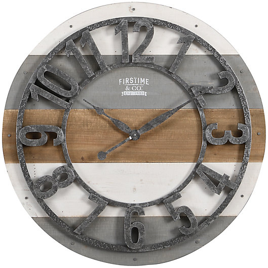Alternate image 1 for FirsTime® Shabby Planks Wall Clock in Rustic Gray
