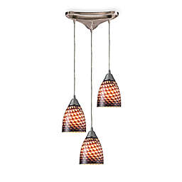 Satin Nickel Vertical 3-Light Pendant with Coco Glass Shades