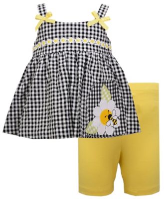 Bonnie Baby 2-Piece Bee Seersucker and Short Set in Black/Yellow