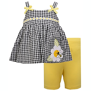 Bonnie Baby Size 0-3M 2-Piece Bee Seersucker and Short Set in Black/Yellow. View a larger version of this product image.