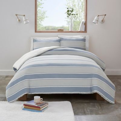 UGG&reg; Devon 3-Piece Full/Queen Reversible Comforter Set in Blue Stripe