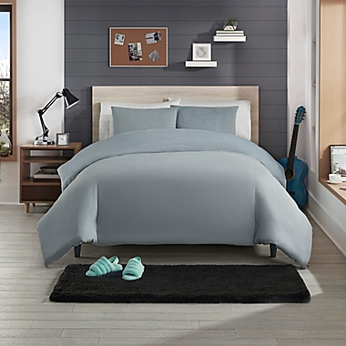 UGG&reg; Corey 3-Piece Reversible King Duvet Cover Set in Ash Fog. View a larger version of this product image.