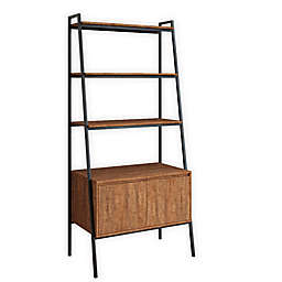 Vifah® District 3-Tier Ladder Shelf with Bookcase in Black/Brown