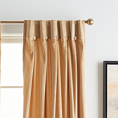 DKNY Velvet Inverted Pleat 96-Inch Tab Top Window Curtain Panels in Gold (Set of 2). View a larger version of this product image.