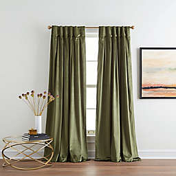 DKNY Velvet Inverted Pleat 84-Inch Tab Top Window Curtain Panels in Olive (Set of 2)