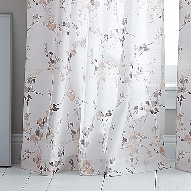 DKNY Wallflower SHEER Window Curtains Panels Drape Flr Branches TAUPE GRAY 50x84 