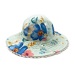 Toby Fairy™ Newborn Watercolor Floral Reversible Eylet Sun Hat in Mint