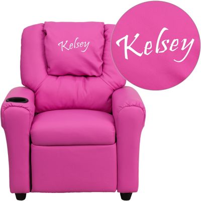 Flash Furniture Personalized Kids Recliner in Hot Pink