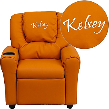 Flash Furniture Personalized Kids Recliner in Orange. View a larger version of this product image.