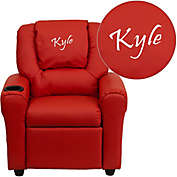 Flash Furniture Personalized Kids Recliner in Red