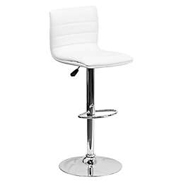 Flash Furniture Delacora Contemporary Height Adjustable Vinyl Bar Stool in White