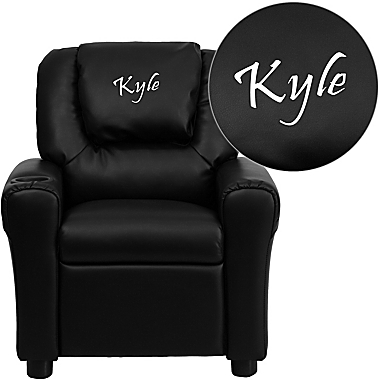 Flash Furniture Personalized Kids Recliner in Black. View a larger version of this product image.