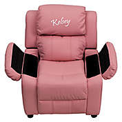 Flash Furniture Personalized Kids Recliner in Pink Vinyl