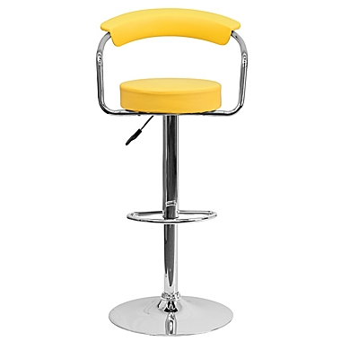 Flash Furniture Vinyl Adjustable Height Bar Stool in Yellow. View a larger version of this product image.
