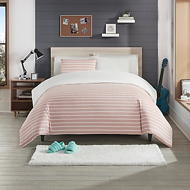 UGG&reg; Corey 2-Piece Reversible Twin/Twin XL Duvet Cover Set in Rosewater Stripe. View a larger version of this product image.