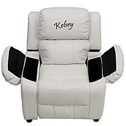 Flash Furniture Personalized Kids Recliner in White Vinyl