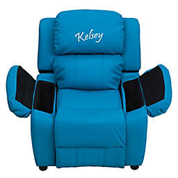 Flash Furniture Personalized Kids Recliner in Turquoise Vinyl