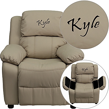 Flash Furniture Vinyl Kids Recliner in Beige. View a larger version of this product image.