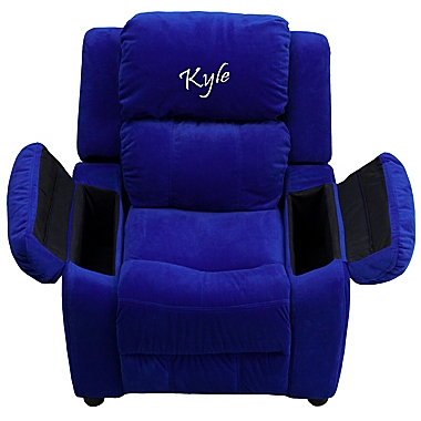 Flash Furniture Microfiber Kids Recliner in Blue. View a larger version of this product image.