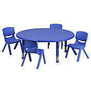 Flash Furniture 45-Inch Round Activity Table with 4 Stackable Chairs in Blue