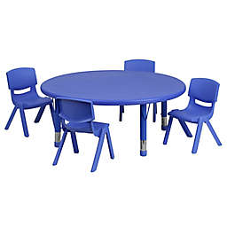 Flash Furniture 45-Inch Round Activity Table with 4 Stackable Chairs in Blue