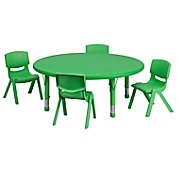 Flash Furniture 45-Inch Round Activity Table with 4 Stackable Chairs in Green