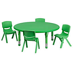 Flash Furniture 45-Inch Round Activity Table with 4 Stackable Chairs in Green