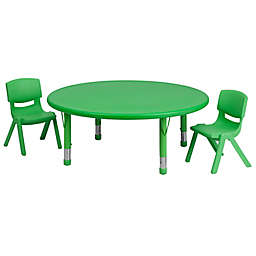 Flash Furniture 45-Inch Round Activity Table with 2 Stackable Chairs in Green