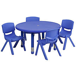 Flash Furniture 33-Inch Round Activity Table with 4 Stackable Chairs in Blue