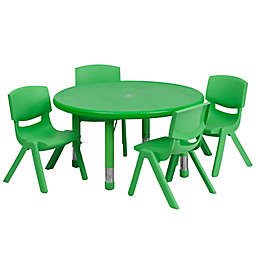Flash Furniture 33-Inch Round Activity Table with 4 Stackable Chairs in Green