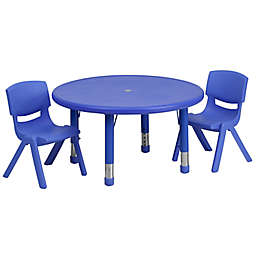 Flash Furniture 33-Inch Round Activity Table with 2 Stackable Chairs in Blue