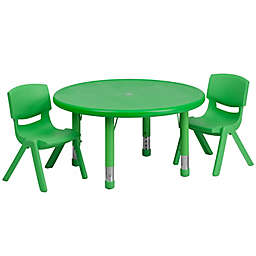 Flash Furniture 33-Inch Round Activity Table with 2 Stackable Chairs in Green