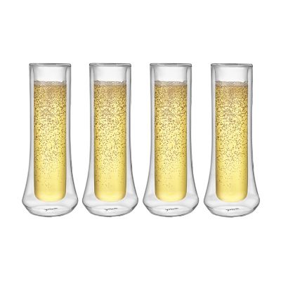 Set of 4 Bormioli Rocco Amadeus Beer Pokal Glass Flutes Made in 19 Oz Italy 