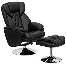 Flash Furniture Transitional Recliner and Ottoman in Black