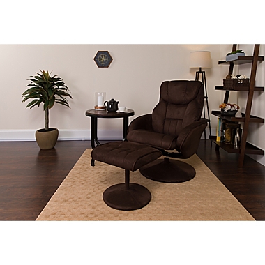 Flash Furniture Contemporary Microfiber Recliner and Ottoman in Brown