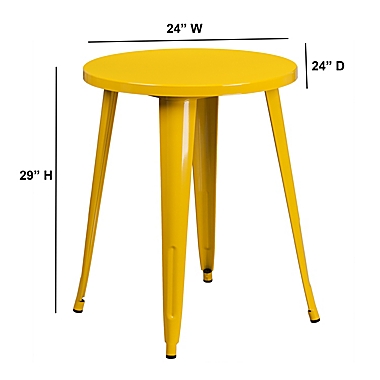 Flash Furniture 24-Inch Round Metal Cafe Table in Yellow. View a larger version of this product image.