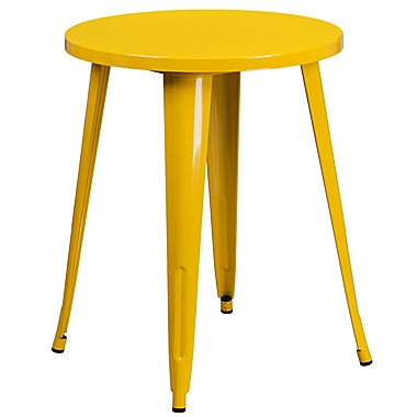 Flash Furniture 24-Inch Round Metal Cafe Table in Yellow. View a larger version of this product image.