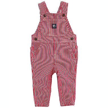 OshKosh B&#39;gosh&reg; Size 3M Striped Twill Overalls in Red. View a larger version of this product image.
