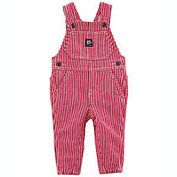 OshKosh B'gosh® Size 18M Striped Twill Overalls in Red