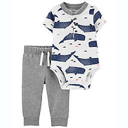 carter's® Size 12M 2-Piece Whale Bodysuit and Pant Set in White