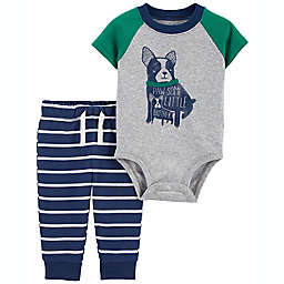 carter's® 2-Piece Dog Bodysuit and Pant Set in Grey/Navy
