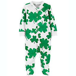 carter's® Newborn St. Patrick's Day Zip-Up Sleep & Play in Green