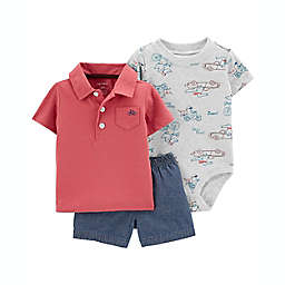 carter's® Size 12M 3-Piece Polo Little Short Set in Red