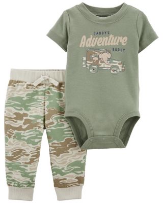 Carters Boys Green Camo Pull On Cargo Pants 6 Months 