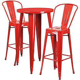 Flash Furniture 3-Piece Round Metal Bar Table and Bistro Stools Set
