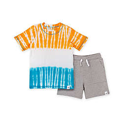 Burt's Bees Baby® Size 0-3M 2-Piece Tie Dye T-Shirt and Short Set Blue/Orange