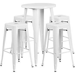 Flash Furniture 5-Piece Round Metal Bar Table and Stackable Bar Stool Set